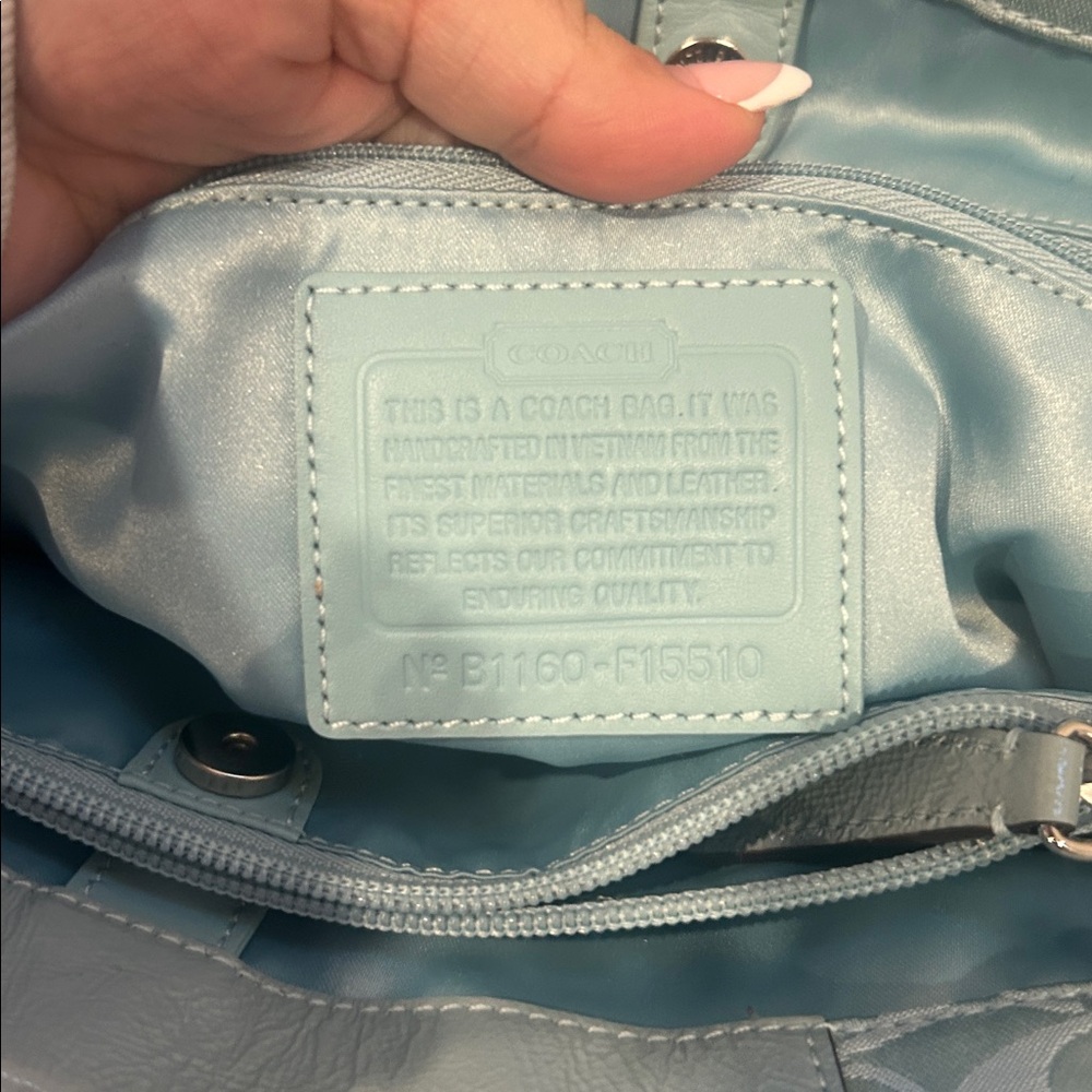 Coach Ashley Light Blue Signature Tote - Picture 5 of 7